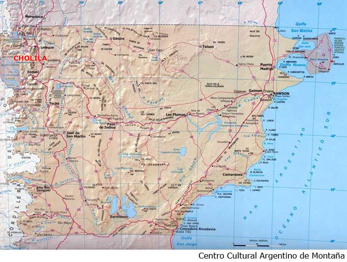 Mapa de ubicación de Cholila, Provincia de Chubut, Argentina