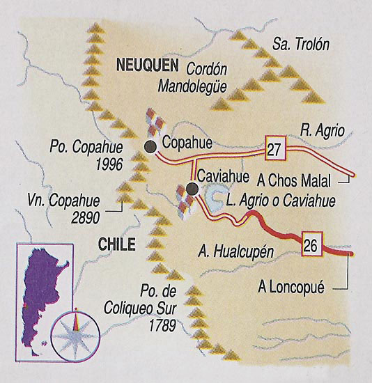 Mapa del Volcán Copahue, Neuquén