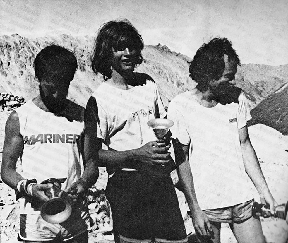 Festival de Escalada en Catedral, San Carlos de Bariloche 1988. Marcelo Venere (2º) Rolando Garibotti (1º) y Eduardo Brenner (3º)