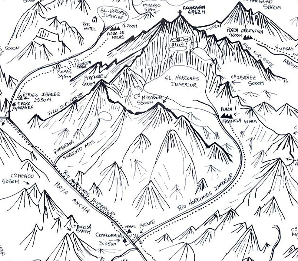 Croquis completo del Aconcagua