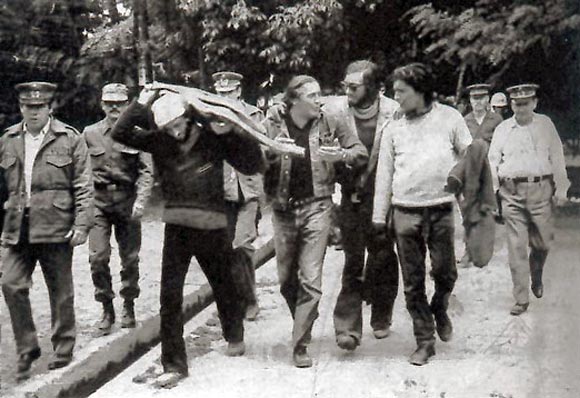 Nando con Roberto Canessa, Carlos Páez Vilaró y Carlitos Páez