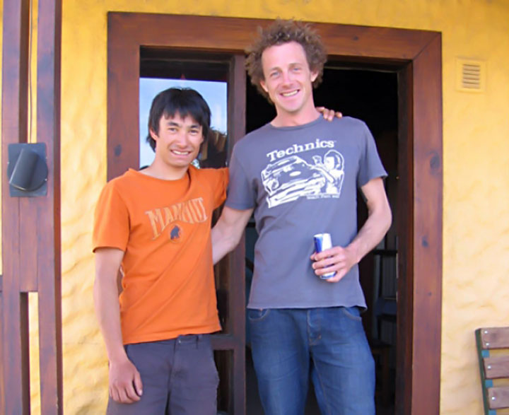 David Lama junto a Thomas Dirnhofer, director de Red Bull en El Chalten. Foto: La Cachaña