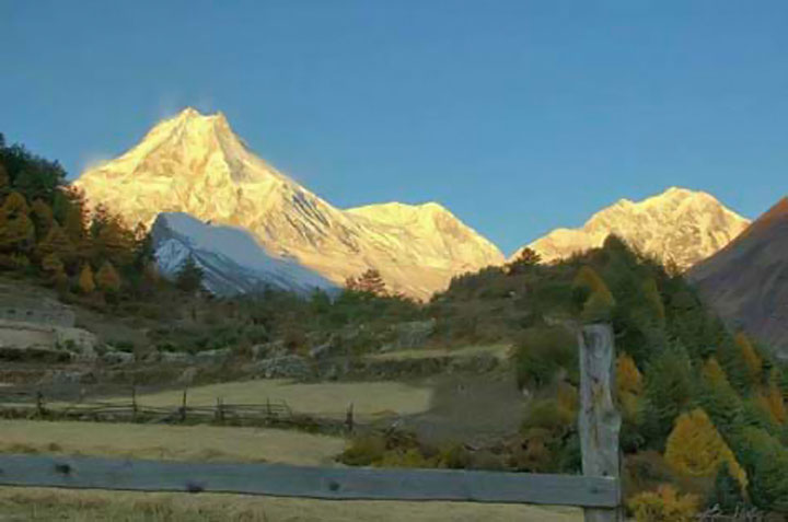 Vista del Manaslú y alrededores, Nepal