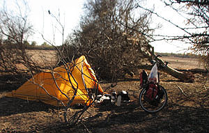 Campamento en una Penosa franja de Monte Chaqueño.