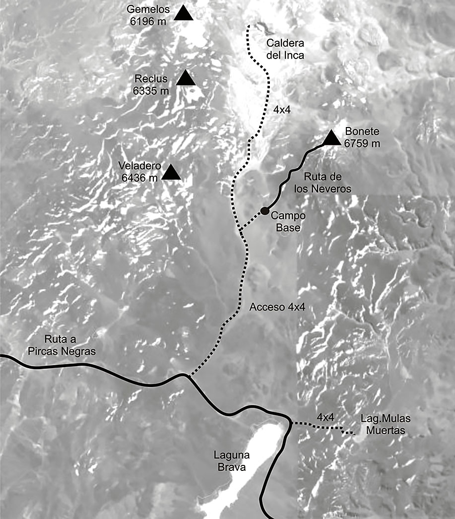 Mapa: Croquis del Volcán Bonete, La Rioja