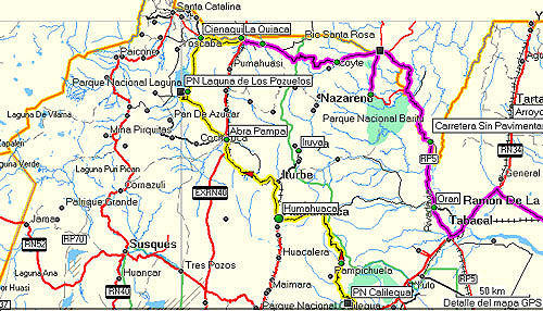 Mapa de recorrido. Marcado en rosa hacia donde me dirijo, y en amarillo el recorrido realizado.