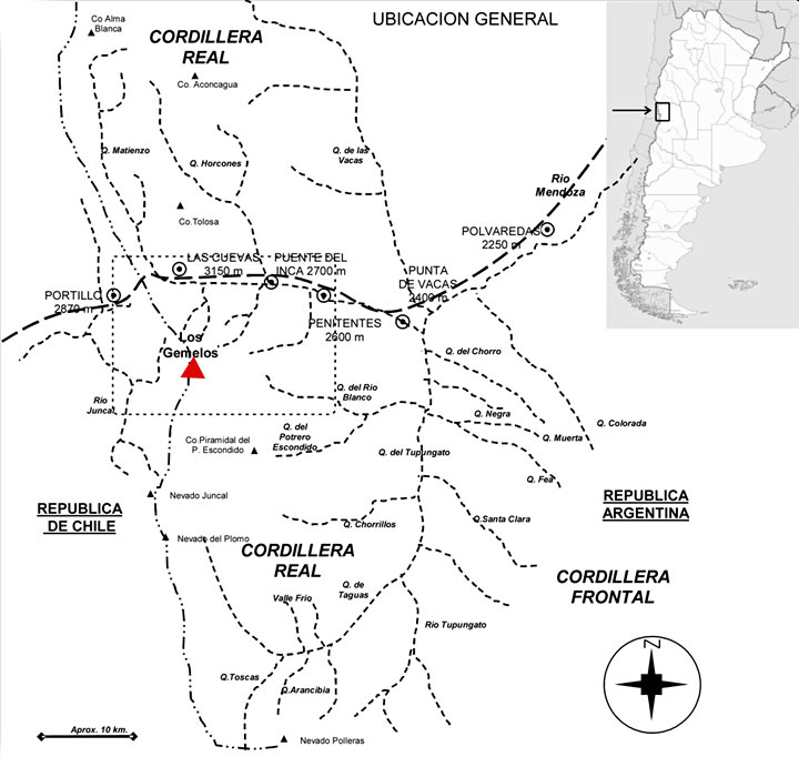 Ubicación general de Los Gemelos, Provincia de Mendoza